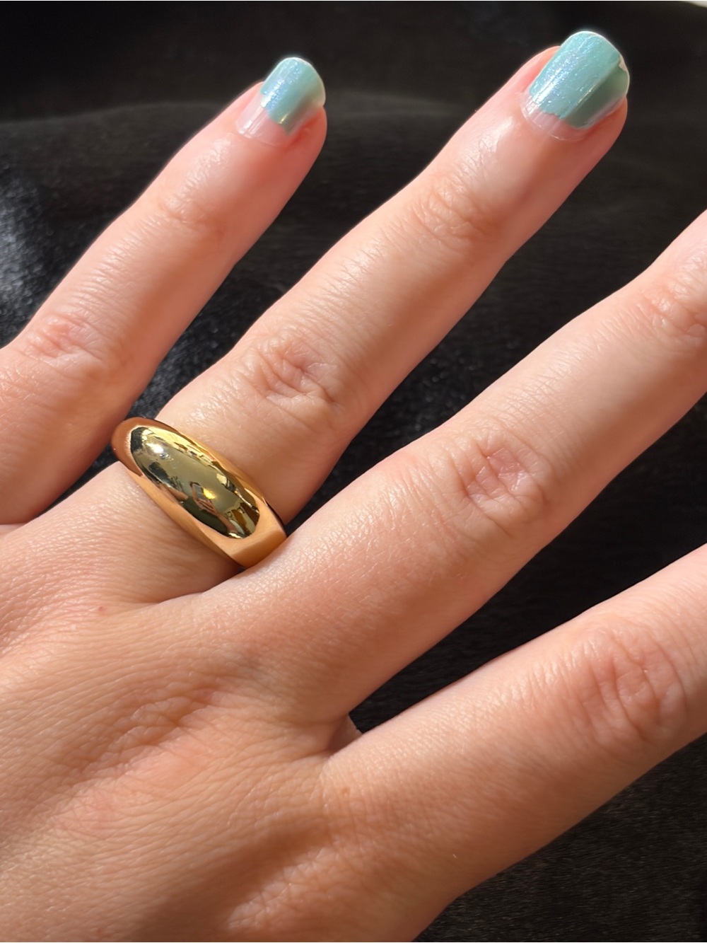 Three Golden Women’s Dome & Adjustable Rings one with Marquise Accent - Picture 4 of 6